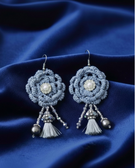 Háčkované  dizajnové náušnice "Galéria dizajnérov"